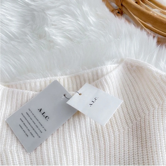 A.L.C Helena Merino Wool Sweater Mock High Neck Cream Women’s Large NEW - Picture 9 of 14